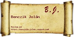 Benczik Jolán névjegykártya
