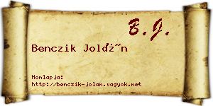 Benczik Jolán névjegykártya