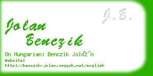 jolan benczik business card